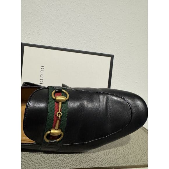 Gucci Mens Brixton Web Trimmed Horsebit Collapsible Heel Loafers Sz 8.5 $990 main image 5